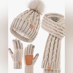 ❄️ Winuesa Ladies Classic Knit Winter Beanie Hat, Scarf, And Gloves New!!!